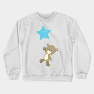 Cute Bear, Bear With Balloon, Little Bear, Star Crewneck Sweatshirt